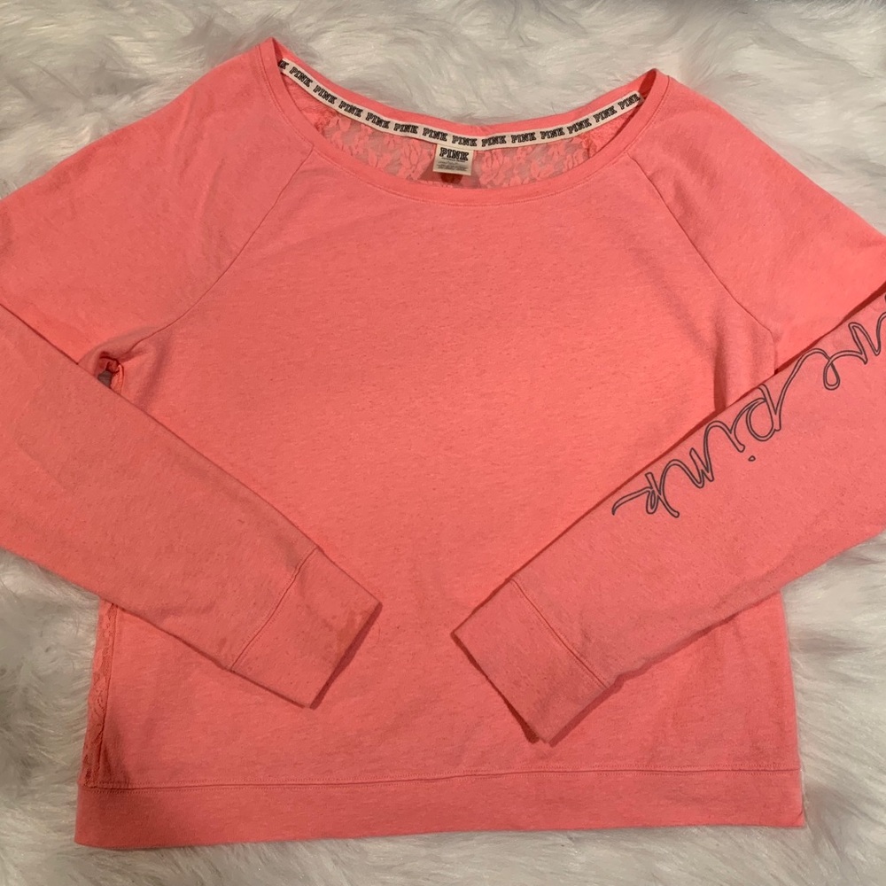 PINK lightweight longsleeve w lace back in pink